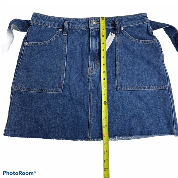 TOPSHOP Y2K Moto Denim Jean‎ Belted Mini Skirt 10 - Picture 10 of 11